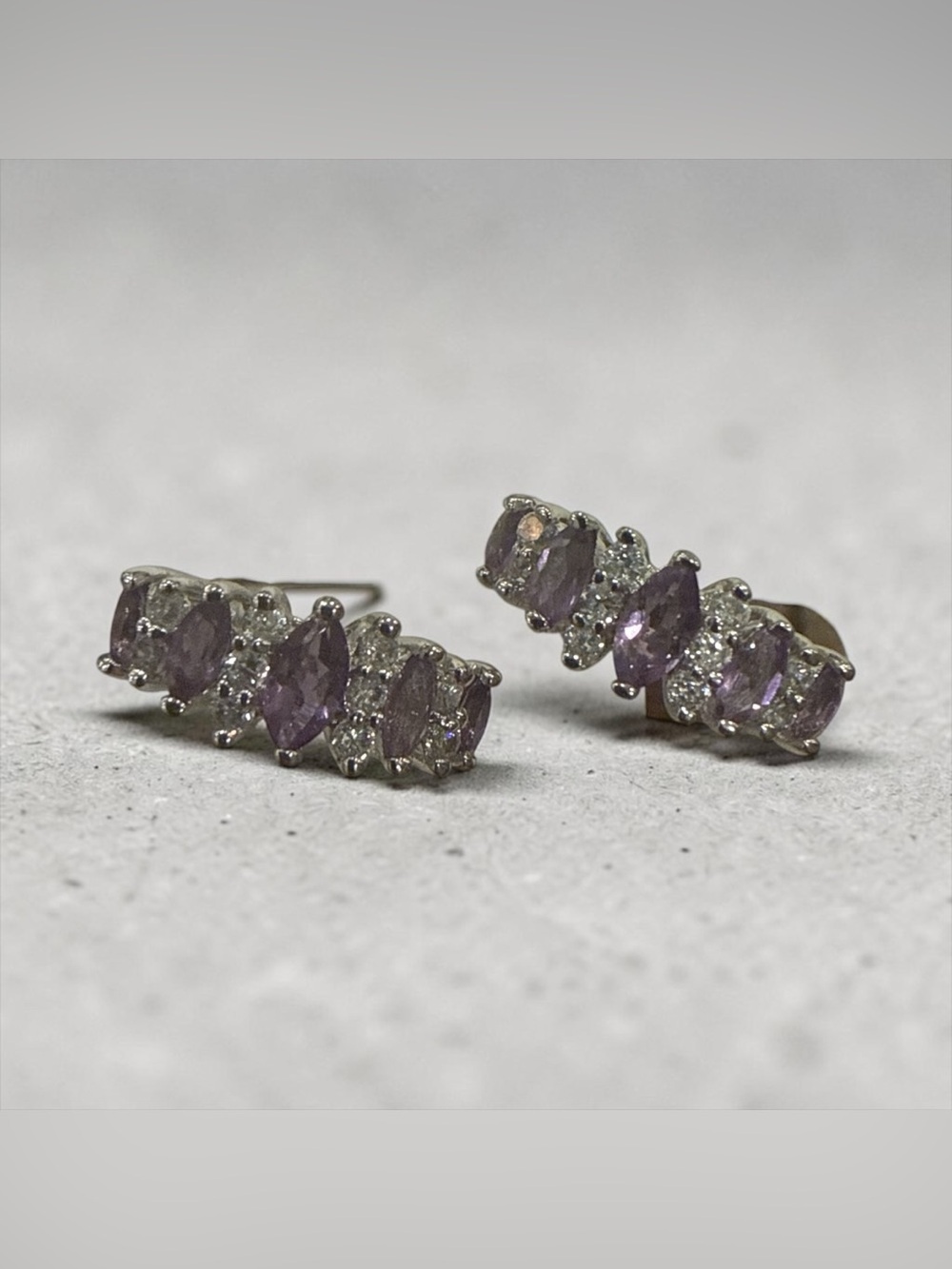 Purple and Silver Clip Earrings